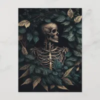 Skeleton in the woods  postcard