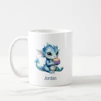 Cute Blue Baby Dragon Eating a Cupcake Coffee Mug