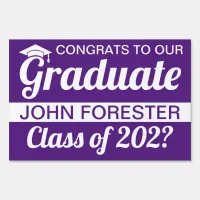 12" x 18" Purple and White Graduation Text Yard Sign