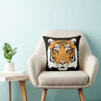 Tiger Face and Stripes Double Sided Throw Pillow