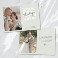 Sage Green Photo Wedding Thank You Card