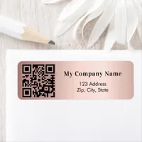 Rose gold business qr code return address label