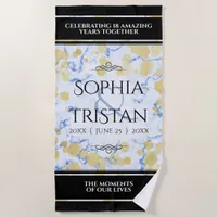 Elegant 18th Porcelain Wedding Anniversary Beach Towel