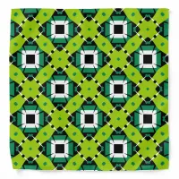 Chic Lime Green Black & White Mosaic  Pattern Bandana