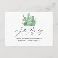 Watercolor Succulents Bridal Shower Gift Registry Enclosure Card