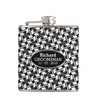 Black White Custom Design Stylish Groomsmen Gift Hip Flask