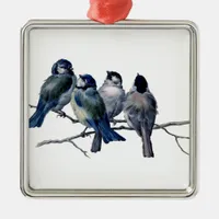 Vintage Birds on a Branch Metal Ornament