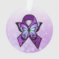 Personalized Fibromyalgia Ribbon and Butterfly Ornament