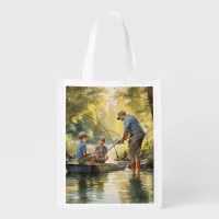 Father's Day Gone Fishing Grocery Bag
