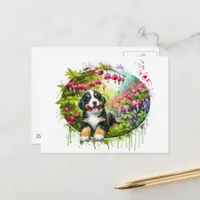 Adorable Spring Bernese Mountain Dog Postcard