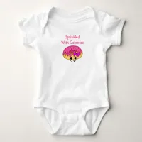 Sprinkled with Cuteness Pink Frosted Donut Baby T- Baby Bodysuit