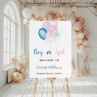 Gender reveal party boy girl blue pink welcome foam board