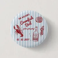 Hand Drawn Summer Seafood Crawfish Boil Party  Button