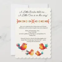 Bird-Themed Baby Shower Cute Watercolor Invitation