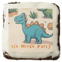 Custom Dino-Themed , Whimsical Blue Dinosaur Brownie