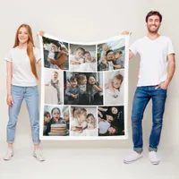 Minimalist 9 Photo Collage Gift Fleece Blanket