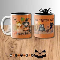 Witch Way Halloween Orange Two-Tone Coffee Mug