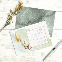 Wildflower Wedding Watercolor Gold ID954 RSVP Card