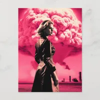 apocalyptic blonde with pink cloud postcard