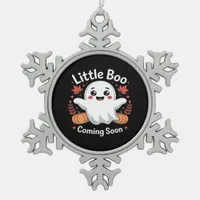 Cute Halloween Pregnancy Announcement Snowflake Pewter Christmas Ornament