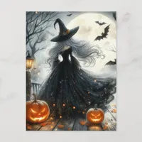 A Halloween Witch On the Night of a Full Moon Postcard