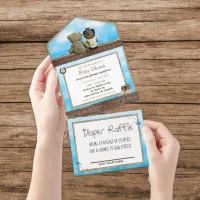 Lil Cowboy Rustic Boy's Baby Shower All In One  All In One Invitation