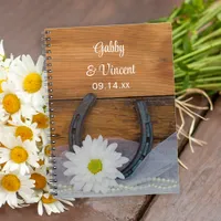 White Daisy and Horseshoe Country Western Wedding Notebook