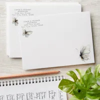 Rustic Elegant Abstract Ink Pastel Butterflies Envelope