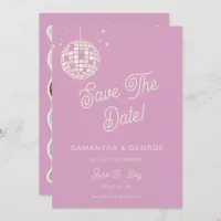 Retro Groovy 70s Ivory Pink Disco Photo Save The Date