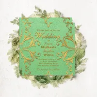 Classy Luxury Elegant Gold And Green Custom Invitation