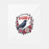 Gothic Raven Funny Halloween F-Caw-F Crow Vintage  Fleece Blanket
