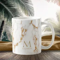 Modern Marble Glitter Monogram Gold ID816 Coffee Mug