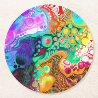  Abstract Modern Fluid Art      Round Paper Coaster