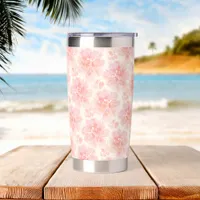 Abstract Floral Watercolor Pattern Peach and Pink Insulated Tumbler
