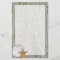 Driftwood Frame With Sand Dollar and Starfish Stationery