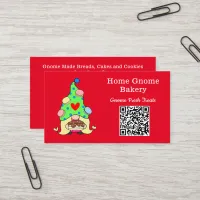 QR Code Gnome Hometown Bakery Red Business Card