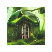 Fairy House In A Glass Orb In The Mossy Forest Metal Print