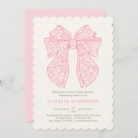 Soft Sweet Blush Pink Lace Coquette Baby Shower Invitation