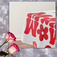 MOM/WOW: A Love Letter in Red on gray | Tablecloth