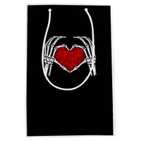 Skeleton Heart Hands Sign Valentine's Day Cute Hea Medium Gift Bag