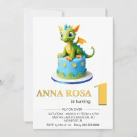 *~* Dragon Baby Photo age 1 AP88 Birthday Party Invitation