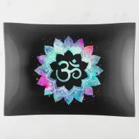 *~* Watercolor Aum Om Blue Turquoise Magenta Black Trinket Tray