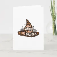 Eat Drink And Be Scary Witch Hat Aesthetic Casual Card