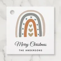 Christmas rainbow brown beige gray white favor tags