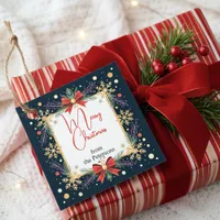 Vintage Elegant Christmas Floral Wreath Favor Tags