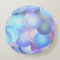 Bubbles in pastel rainbow colors -  round pillow