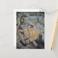 A Blond Woman Relaxed at the Beach Collage Postcard