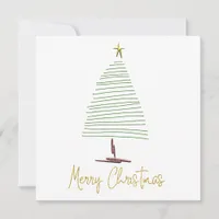 Simplistic Lines Tree Star Merry Christmas Holiday Card