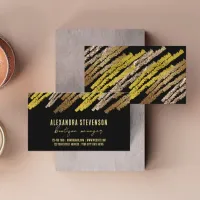 Trendy Glittery Foil Gold Brush Strokes On Black  Business Card