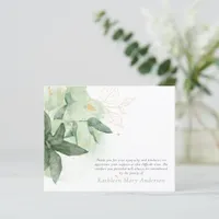 Budget Greenery Gold Funeral Thank You Card